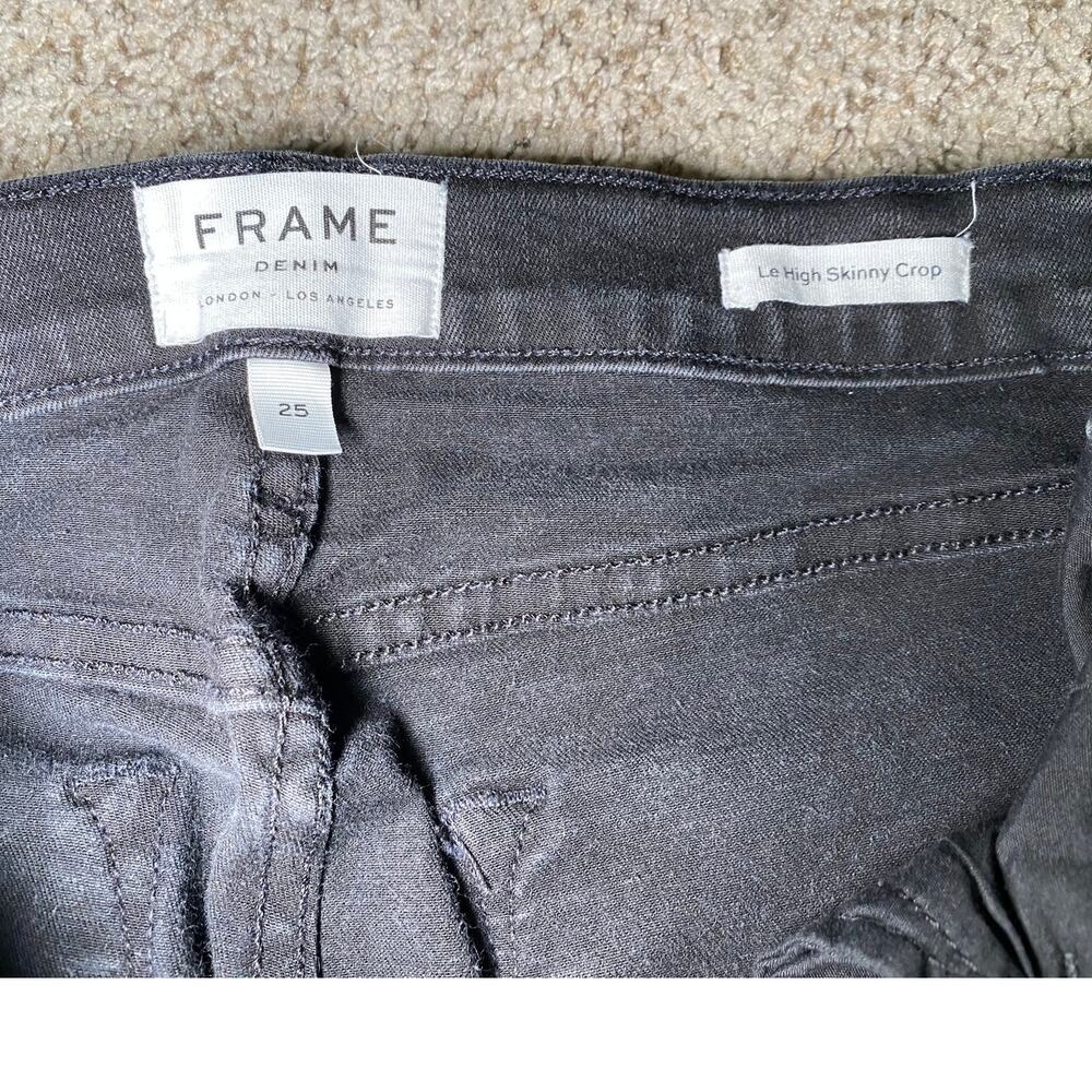 FRAME - Le High Skinny Crop Jeans - Black Size 25 - Picture 6 of 11